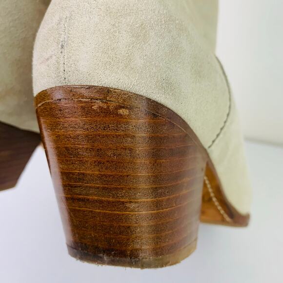 Polo by Ralph Lauren Women's Lucille Calfskin Suede Ankle Boots Cream Size 10B - Picture 11 of 16